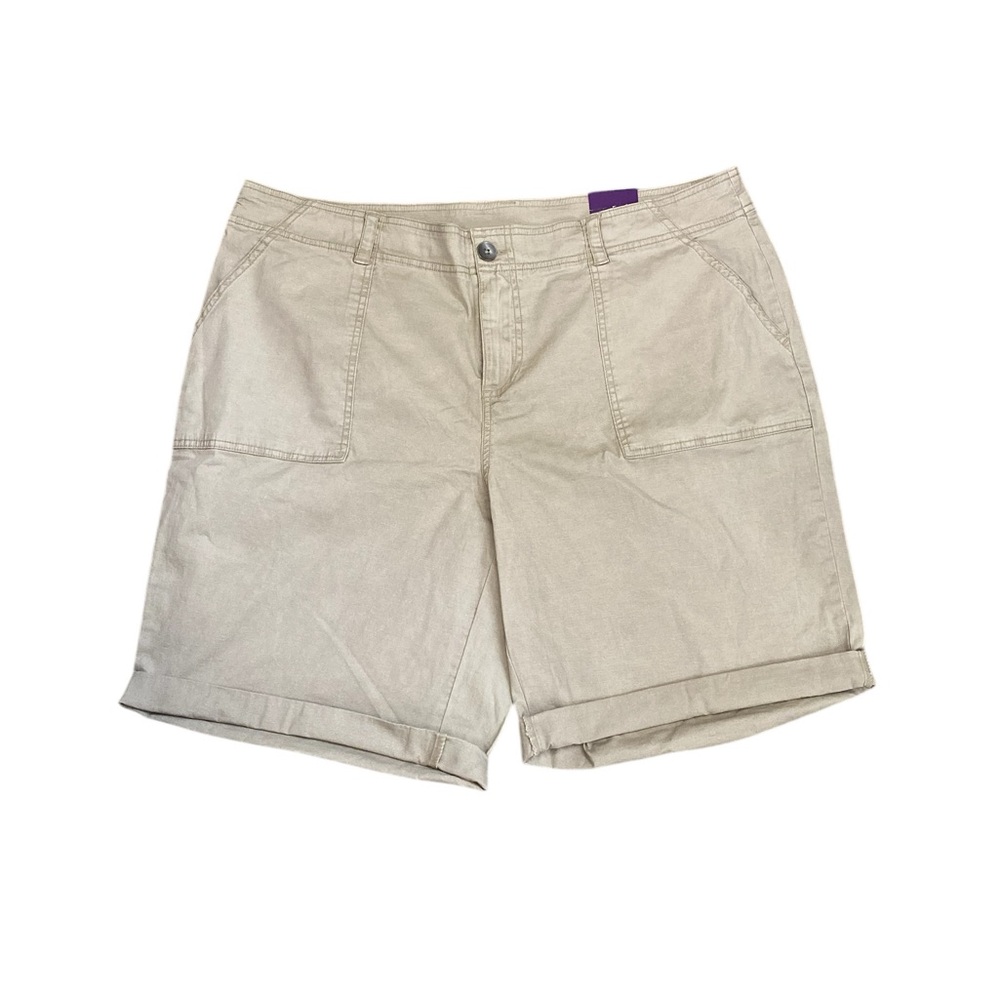 New Plus Size Stylish Tan Lane Bryant Cuffed Shorts